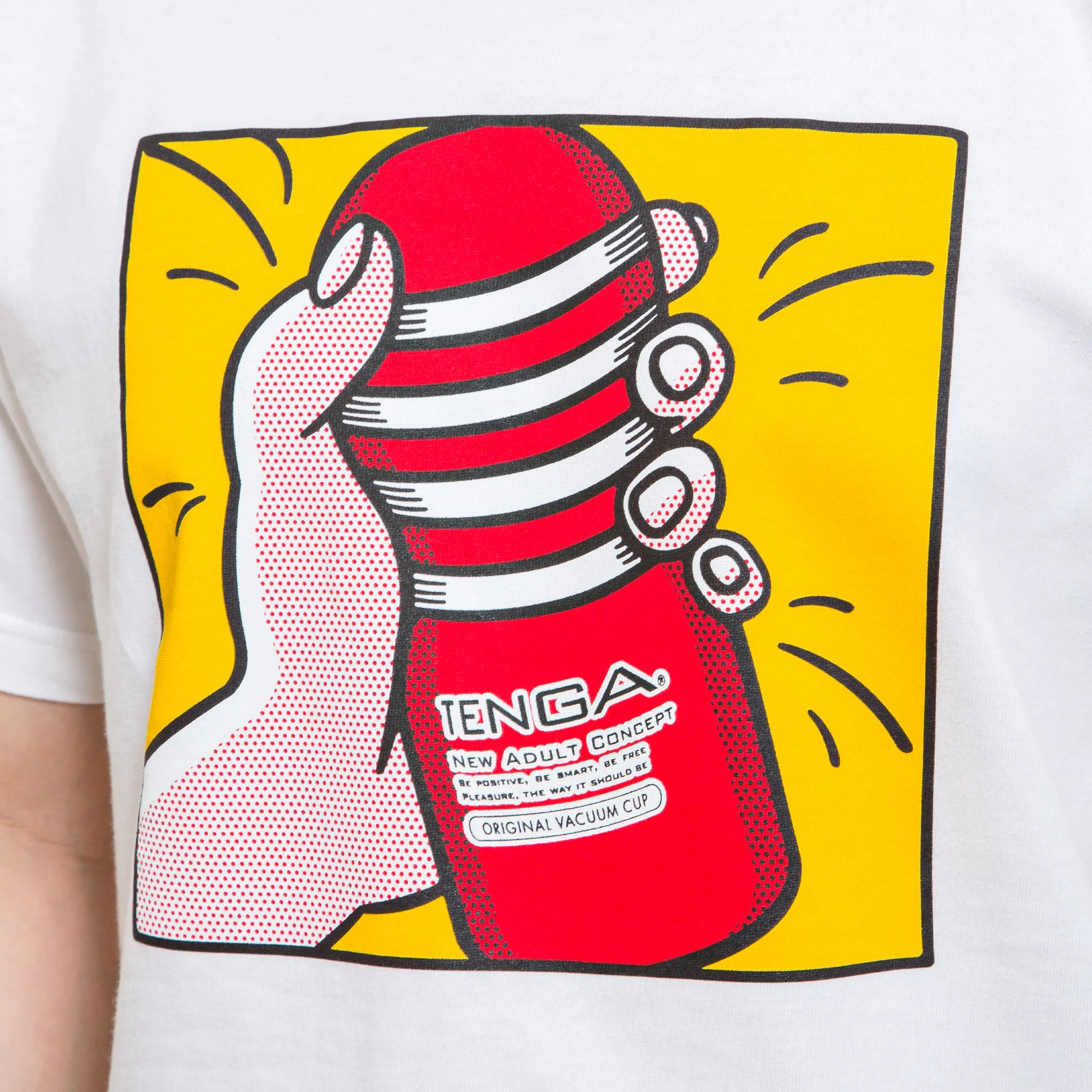 Playing with TENGA T-SHIRT White x Yellow - Image 3